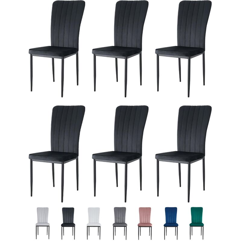 Mcc Direct - Velvet Padded Seat Dining Chairs with Metal Legs new elle black 6