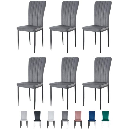 Mcc Direct - Velvet Padded Seat Dining Chairs with Metal Legs new elle dark grey 6