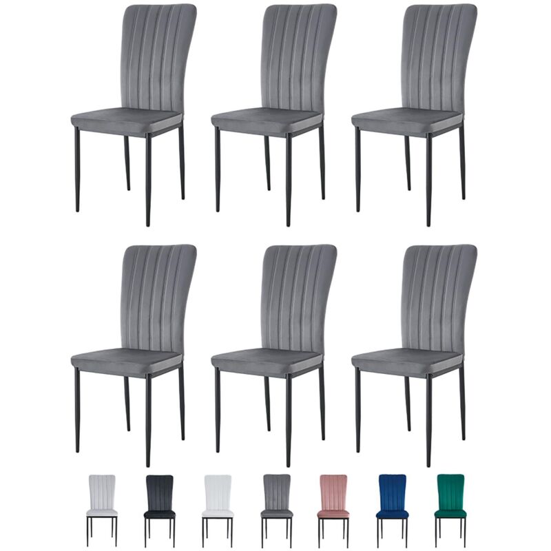 Mcc Direct - Velvet Padded Seat Dining Chairs with Metal Legs new elle dark grey 6