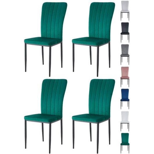 Mcc Direct - Velvet Padded Seat Dining Chairs with Metal Legs new elle green 4