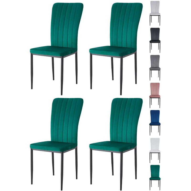 Mcc Direct - Velvet Padded Seat Dining Chairs with Metal Legs new elle green 4