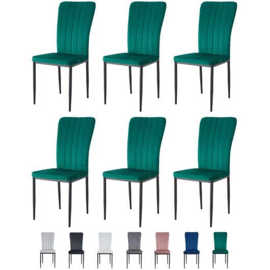 Mcc Direct - Velvet Padded Seat Dining Chairs with Metal Legs new elle green 6
