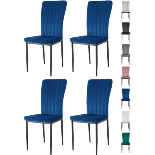 Mcc Direct - Velvet Padded Seat Dining Chairs with Metal Legs new elle light blue 4
