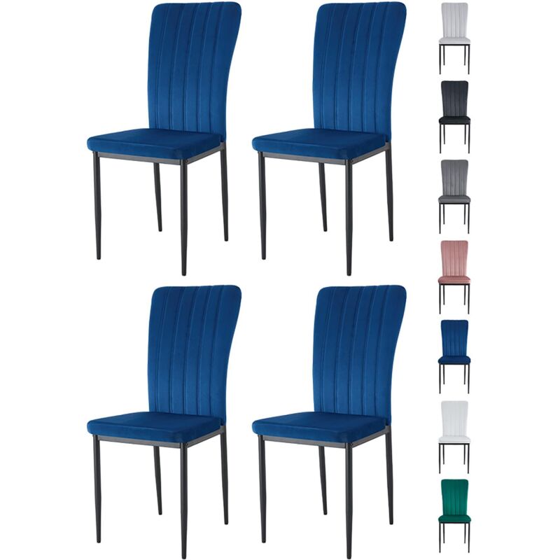 Mcc Direct - Velvet Padded Seat Dining Chairs with Metal Legs new elle light blue 4