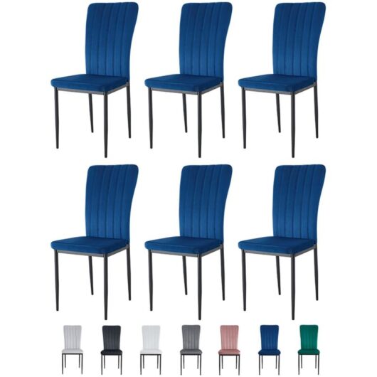 Mcc Direct - Velvet Padded Seat Dining Chairs with Metal Legs new elle light blue 6