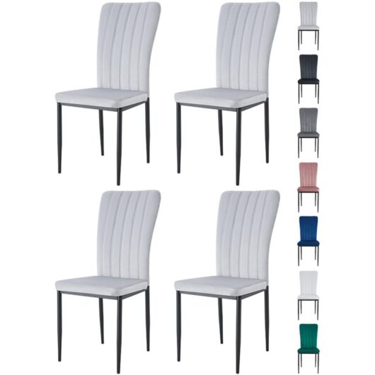 Mcc Direct - Velvet Padded Seat Dining Chairs with Metal Legs new elle light grey 4
