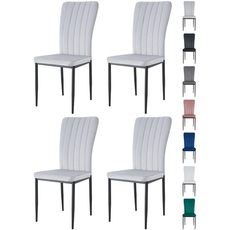 Mcc Direct - Velvet Padded Seat Dining Chairs with Metal Legs new elle light grey 4