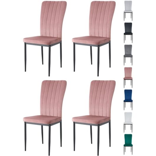 Mcc Direct - Velvet Padded Seat Dining Chairs with Metal Legs new elle pink 4