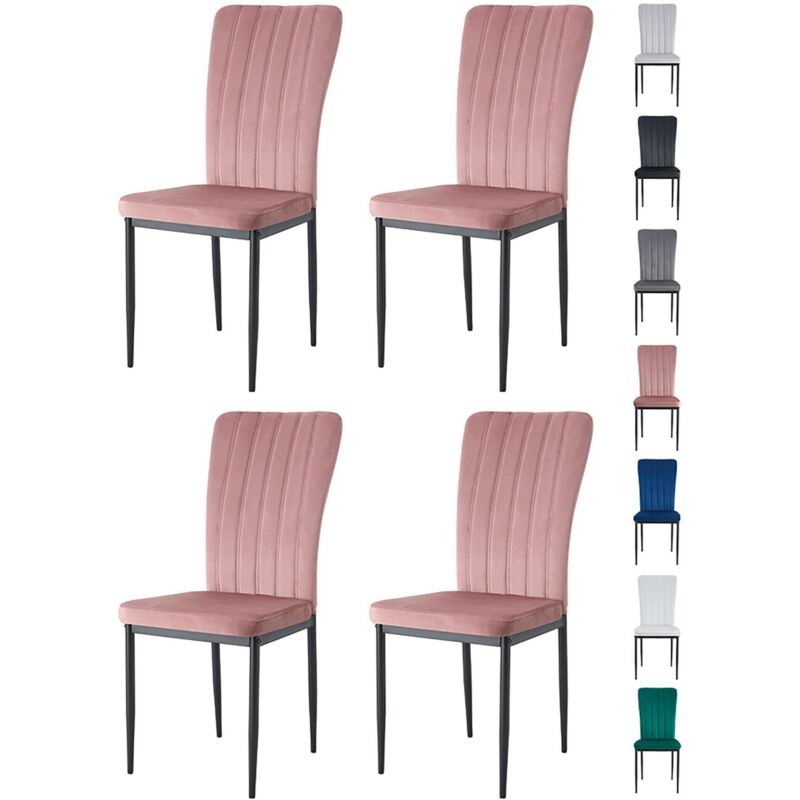 Mcc Direct - Velvet Padded Seat Dining Chairs with Metal Legs new elle pink 4