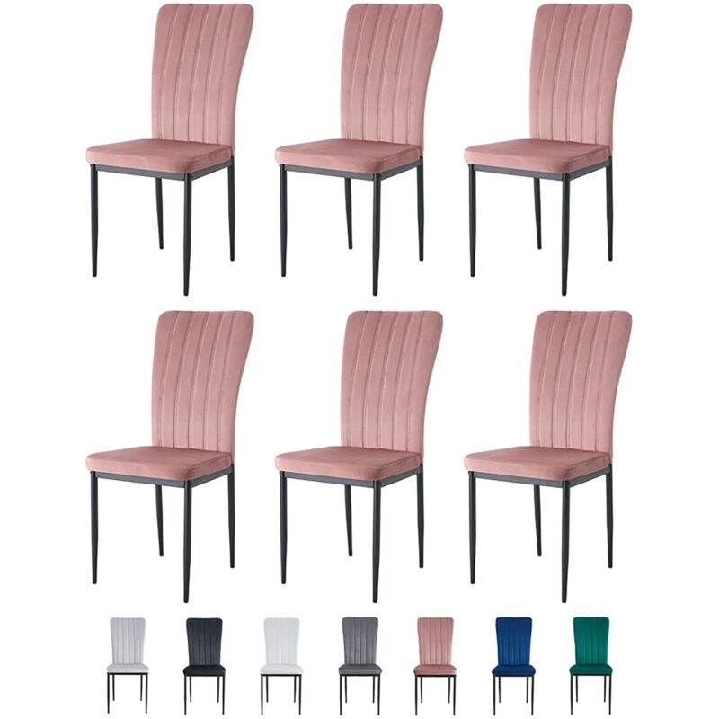 Mcc Direct - Velvet Padded Seat Dining Chairs with Metal Legs new elle pink 6