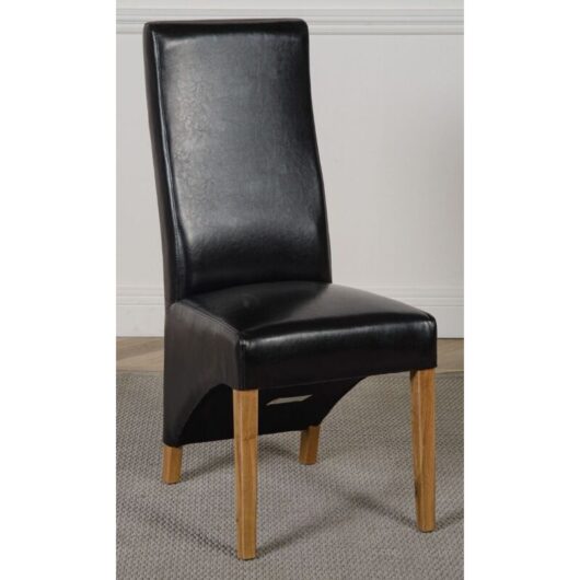 Modern Furniture Direct - Lola Black Leather Dining Chairs for Dining Room or Kitchen