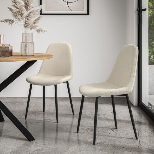 More4homes - Set Of 8 Maya Boucle Dining Chair Modern Padded Seat Metal Legs Kitchen (Ivory White)