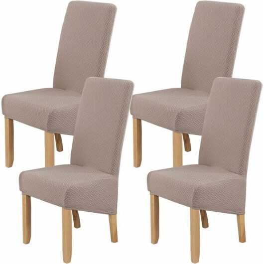 Neige - 4 Pieces Washable Printed Fabric Chair Covers for Restaurant Hotel Banquet (Khaki)