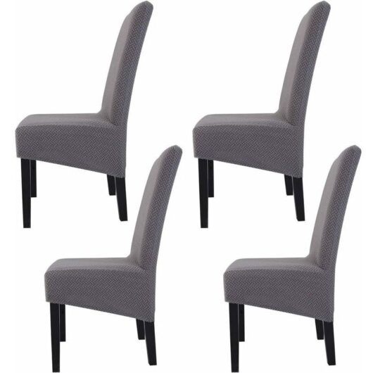 Neige - 4pcs Washable Printed Fabric Chair Covers for Restaurant Hotel Banquet (Light Gray)