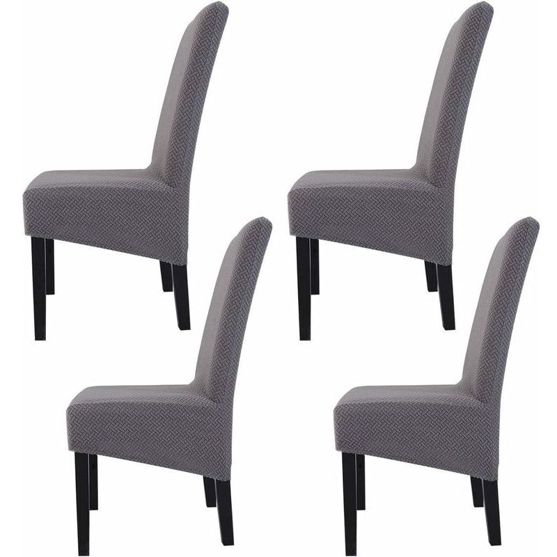Neige - 4pcs Washable Printed Fabric Chair Covers for Restaurant Hotel Banquet (Light Gray)