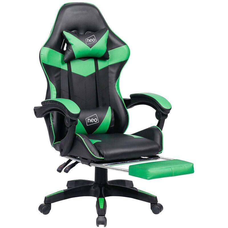 Neo Direct - Neo Green Massage Sport Racing Gaming Office Chair With Footrest