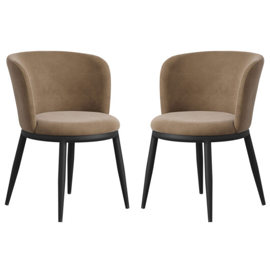 Nixa Mole Velvet Dining Chairs In Pair