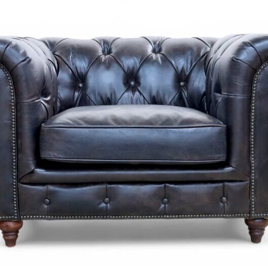 Noble Chesterfield Club Chair Vintage Tobacco Brown Distressed Real Leather