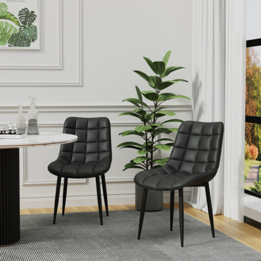 Nova Modern Faux Leather Dining Chair Padded Seat Metal Legs Kitchen 8 PCS BLACK