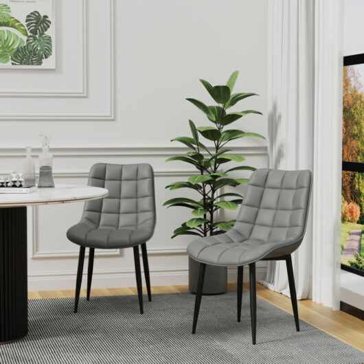 Nova Modern Faux Leather Dining Chair Padded Seat Metal Legs Kitchen 8 PCS GREY