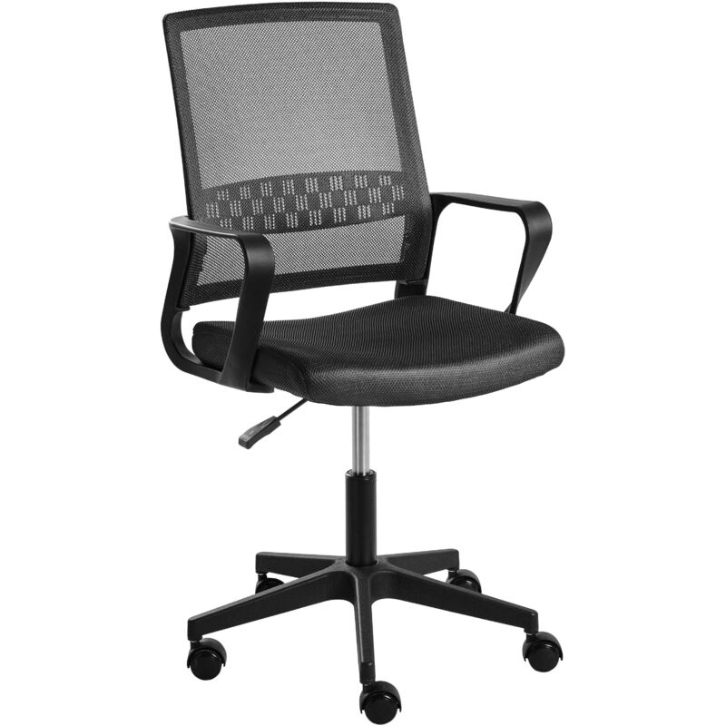 Office Chair Black Mesh Fabric Upholstery Adjustable Height Swivel Desk Computer Home Office EASE