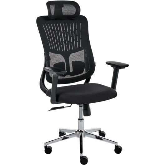 Office Chair Black Mesh Upholstery Adjustable Armrests and Headrest Seat Height Adjustment Swivel Base Tilting Backrest PARTNER