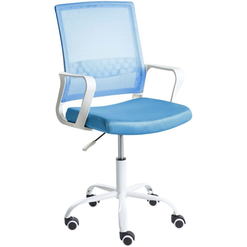 Office Chair Blue Mesh Fabric Upholstery Adjustable Height Swivel Desk Computer Home Office EASE