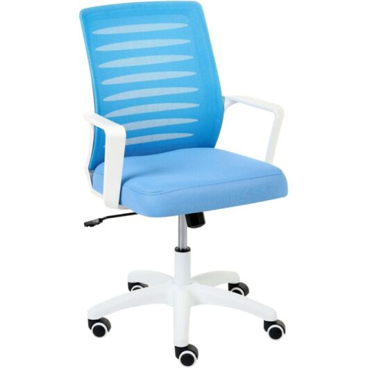 Office Chair Blue Mesh Fabric Upholstery Swivel Tilting Backrest Adjustable Height Home Office RADIANT