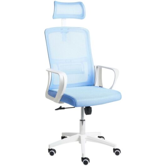 Office Chair Blue Mesh Swivel Base Adjustable Height Headrest Home Office MONARCH