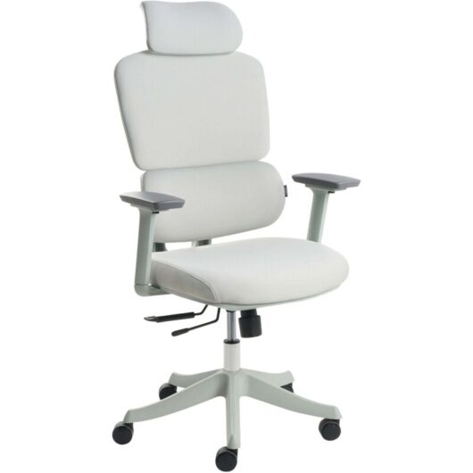 Office Chair Blue Polyester Upholstery Adjustable Armrests and Headrest Sliding Seat Height Adjustment Swivel Base Tilting Backrest VISCOUNT