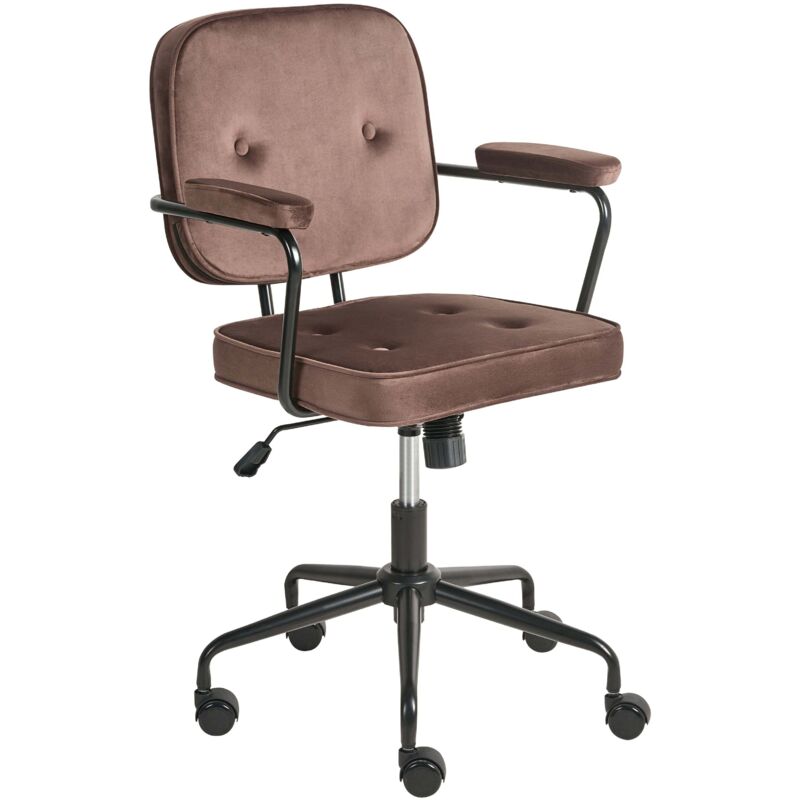 Office Chair Brown Velvet Swivel Adjustable Height with Armrests Home Office Study Traditional PAWNEE