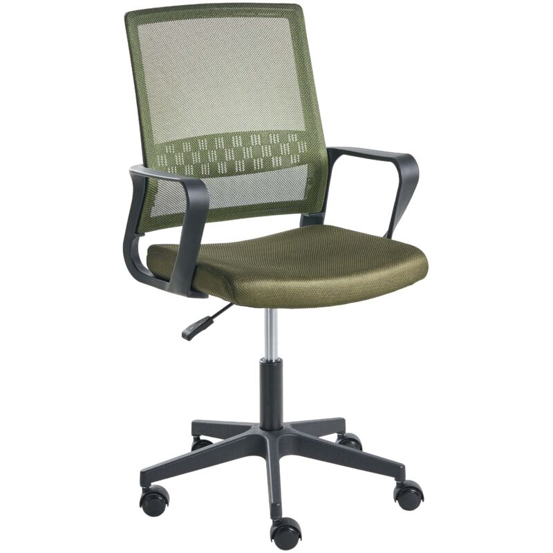 Office Chair Dark Green Mesh Fabric Upholstery Adjustable Height Swivel Desk Computer Home Office EASE