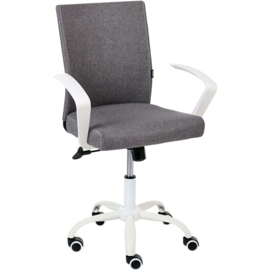 Office Chair Dark Grey Fabric Upholstery Iron Legs Adjustable Height and Backrest Swivel Home Office MODRA