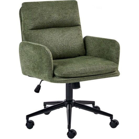 Office Chair Green Fabric Upholstery Swivel Side Occassional Chair Seat Height Adjustment CONSTANTIA