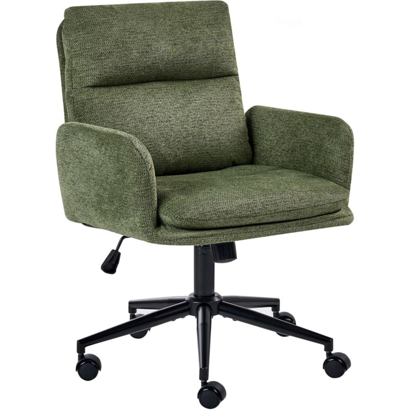 Office Chair Green Fabric Upholstery Swivel Side Occassional Chair Seat Height Adjustment CONSTANTIA