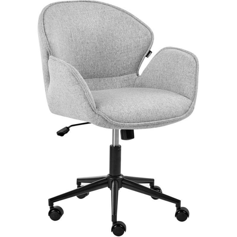 Office Chair Grey Polyester Fabric Black Metal Frame Upholstered Swivel Function Adjustable Office Furniture BELMAR