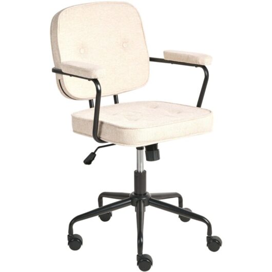 Office Chair Light Beige Fabric Swivel Adjustable Height with Armrests Home Office Study Traditional PAWNEE