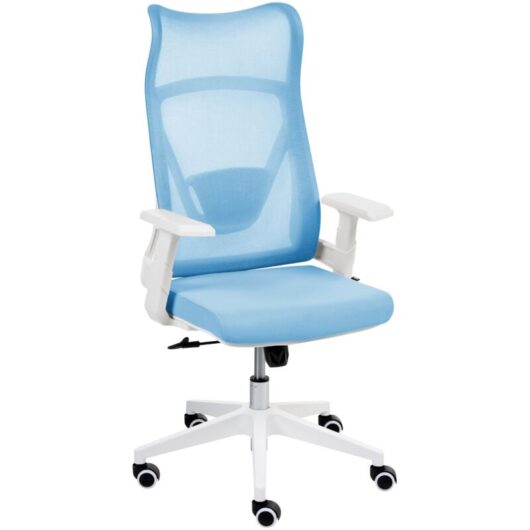 Office Chair Light Blue Mesh Swivel Base Adjustable Height Armrests Home Office Modern BARD