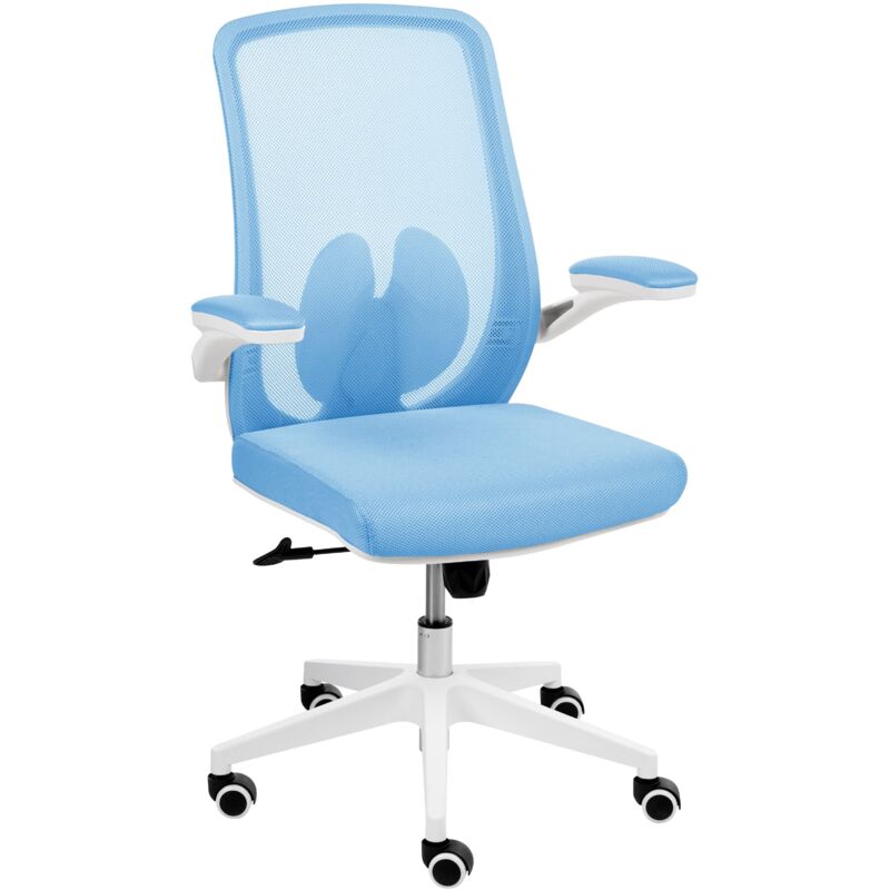 Office Chair Light Blue Mesh Swivel Base Adjustable Height Lift-Up Armrests Home Office Modern OVERLORD