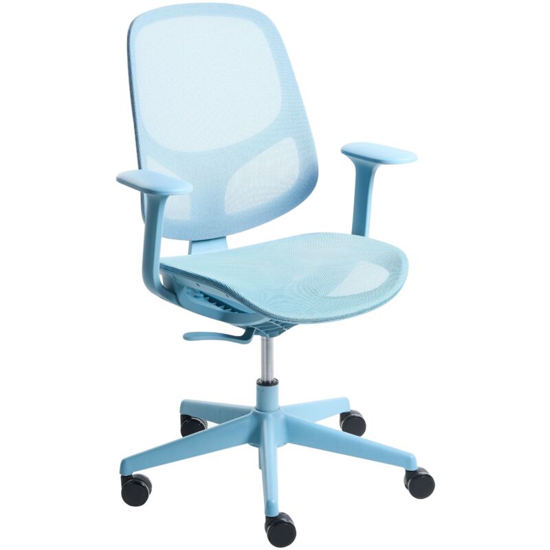 Office Chair Light Blue Mesh Swivel Base Armrests Adjustable Height Home Office Open-Space AERI