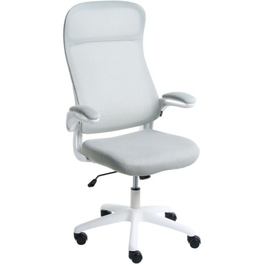 Office Chair Light Grey Fabric Upholstery Swivel Desk Computer Adjustable Seat Reclining Backrest NEXEL