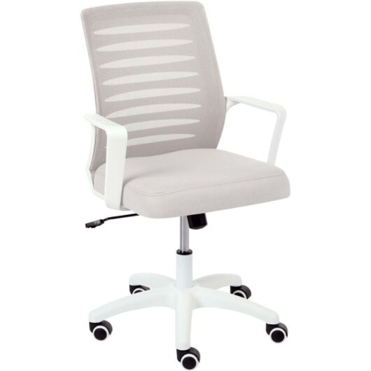 Office Chair Light Grey Mesh Fabric Upholstery Swivel Tilting Backrest Adjustable Height Home Office RADIANT
