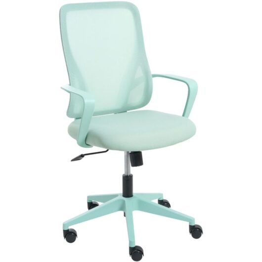 Office Chair Mint Green Fabric Mesh Upholstery Swivel Desk Computer Adjustable Seat Reclining Backrest LUMA