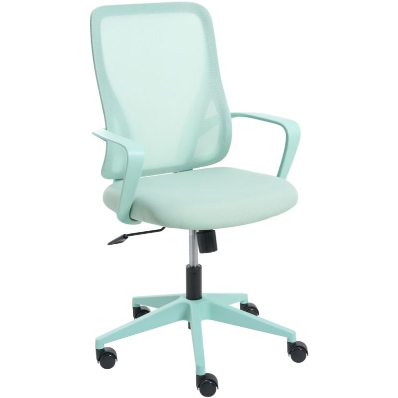 Office Chair Mint Green Fabric Mesh Upholstery Swivel Desk Computer Adjustable Seat Reclining Backrest LUMA