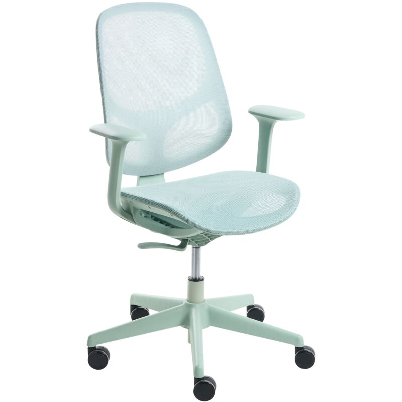 Office Chair Mint Green Mesh Swivel Base Armrests Adjustable Height Home Office Open-Space AERI