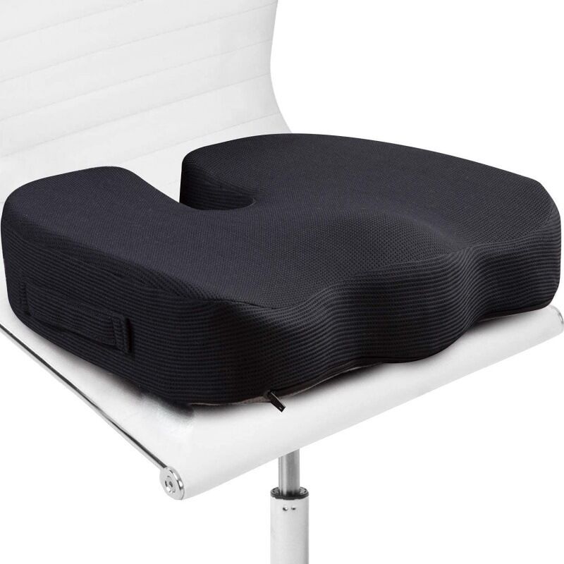 Office Chair Seat Cushion - Firm Memory Foam Coccyx Cushion - Tailbone, Sciatica, Lower Back Pain Relief - Contoured Posture Corrector for Car,