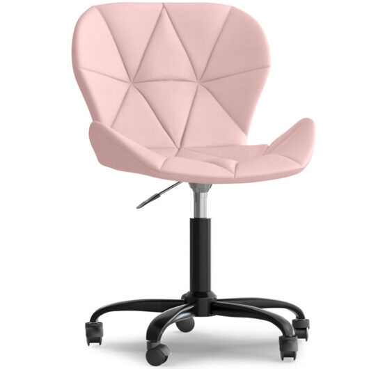 Office Chair with Wheels - Swivel Desk Chair - Upholstered in Faux Leather - Black Wito Frame Pink