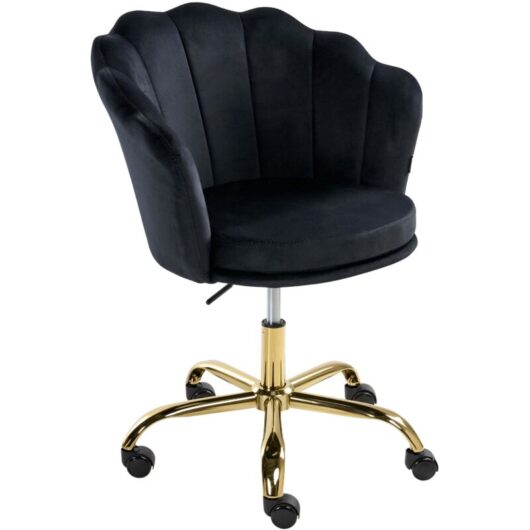 Office Swivel Chair Black Velvet with Stairbase Adjustable Height MONTICELLO