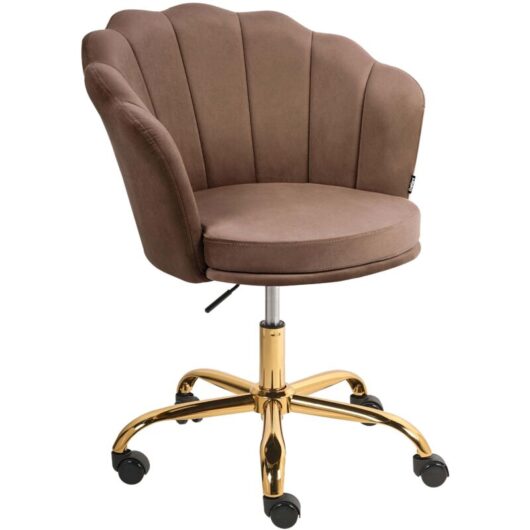Office Swivel Chair Brown Velvet with Stairbase Adjustable Height MONTICELLO
