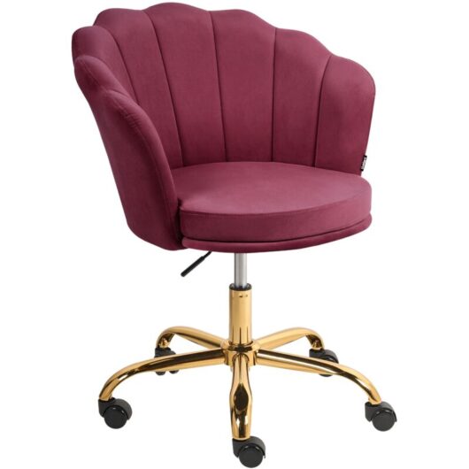 Office Swivel Chair Burgundy Velvet with Stairbase Adjustable Height MONTICELLO